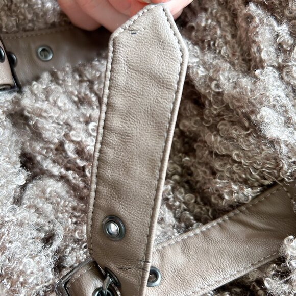 Bisou Bisou by Michele Bohbot Mauve Faux Fur Teddy Moto Jacket | Funnel Neck - Picture 8 of 9